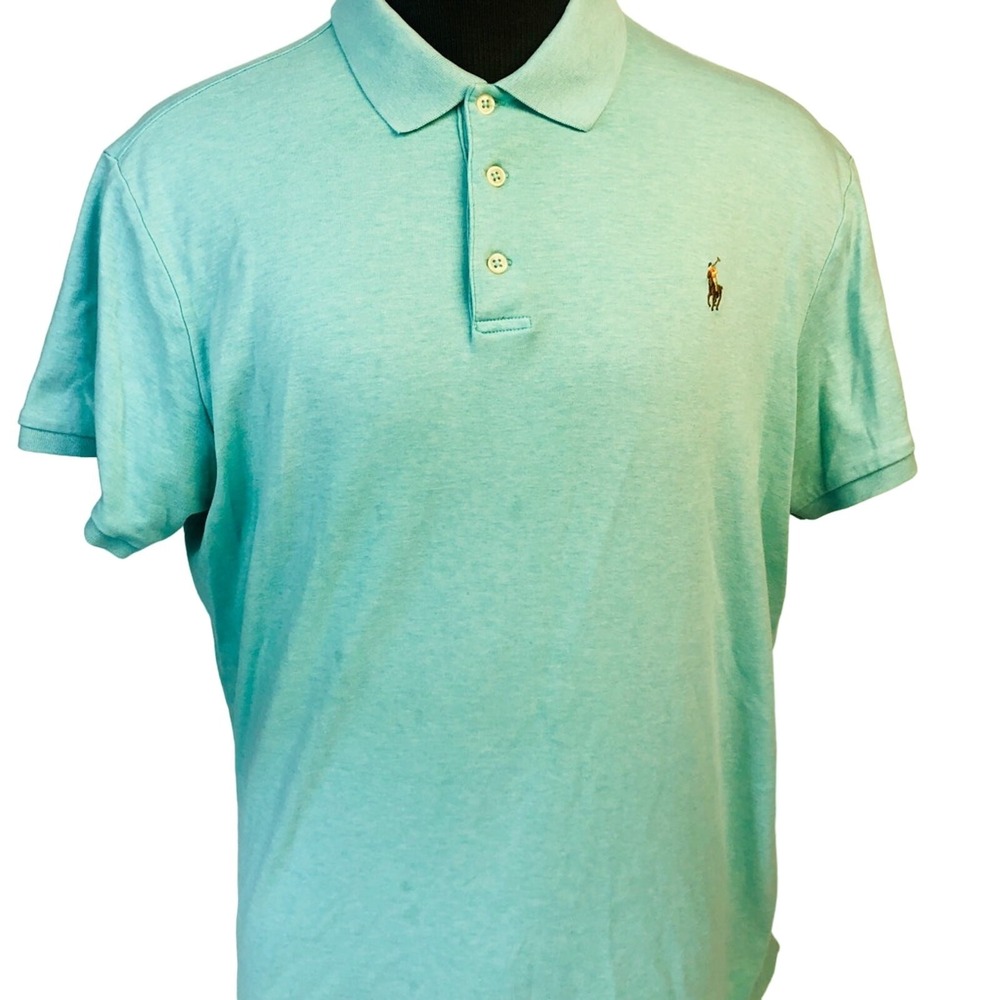 Polo Ralph Lauren Mens Shirt Green Heathered Custom Slim Fit 100% Cotton XL